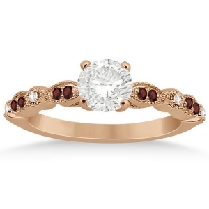 Marquise and Dot Garnet and Diamond Engagement Ring 18k Rose Gold 0.24ct - All