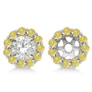 Round Yellow Diamond Earring Jackets for 6mm Studs 14K W. Gold 0.80ct - All
