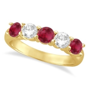 Five Stone Diamond and Ruby Ring 14k Yellow Gold 1.95ctw - All