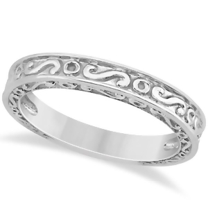 Hand-carved Infinity Design Filigree Wedding Band in 14k White Gold - All