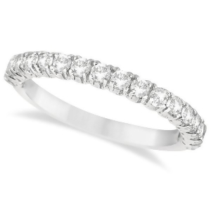 Half-eternity Pave-Set Diamond Stacking Ring 14k White Gold 0.75ct - All