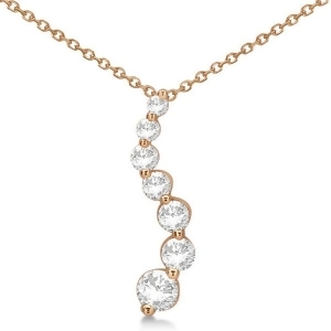 Curved Seven Stone Diamond Journey Pendant Necklace 14k R. Gold 0.50ct - All