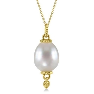 South Sea Cultured Pearl Drop Pendant Granulated 14K Y. Gold 11mm - All
