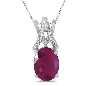 Ruby and Diamond Solitaire Pendant 14k White Gold 1.50tcw - All