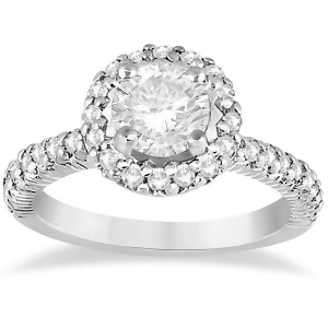 Round Diamond Halo Engagement Ring Setting Palladium 0.75ct - All