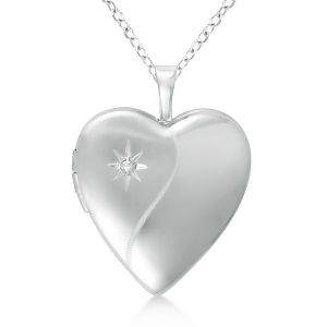 Sterling Silver Split Heart-Shape Diamond Locket Necklace 0.01ct - All