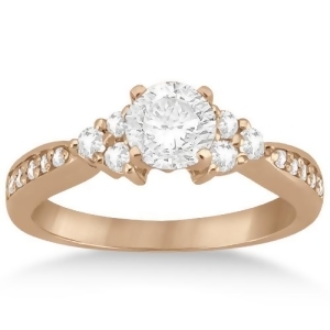 Diamond Floral Engagement Ring Setting 14k Rose Gold 0.28ct - All