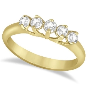 Five Stone Diamond Wedding Band For Women 14k Yellow Gold 0.50ct - All