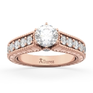 Vintage Diamond Engagement Ring Setting 14k Rose Gold 1.05ct - All