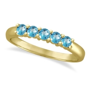 Five Stone Blue Topaz Ring 14k Yellow Gold 0.79ctw - All