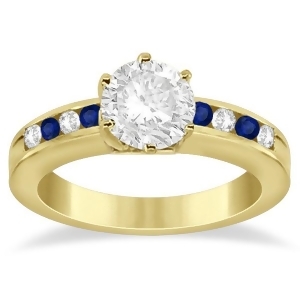 Channel Diamond and Blue Sapphire Engagement Ring 14K Y Gold 0.40ct - All