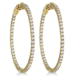 Prong-set Diamond Hoop Earrings in 14k Yellow Gold 3.00ct - All