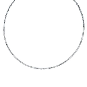 Diamond Tennis Choker Necklace in 14k White Gold 2.31ct - All