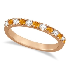 Diamond and Citrine Ring Guard Anniversary Band 14k Rose Gold 0.32ct - All