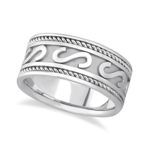 Men's Celtic Irish Hand Made Wedding Ring 14k White Gold 10mm - All