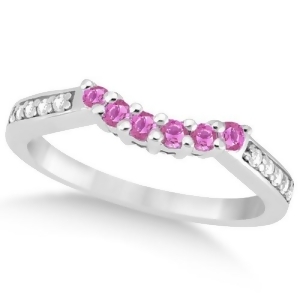 Floral Diamond and Pink Sapphire Wedding Ring Platinum 0.30ct - All