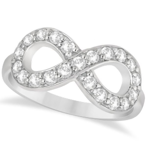 Pave Set Diamond Infinity Loop Ring in 14k White Gold 0.65 ct - All