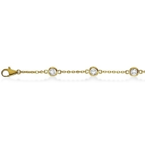 Diamond Anklet Bracelet Bezel Set 14K Yellow Gold 0.75ct - All