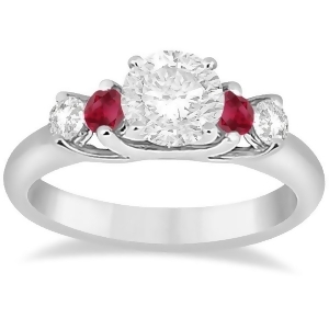 Five Stone Diamond and Ruby Engagement Ring Platinum 0.50ct - All