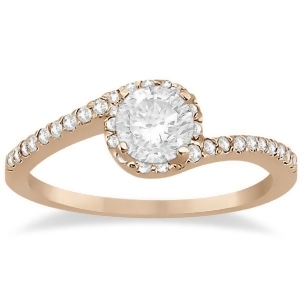 Halo Diamond Twist Engagement Ring Setting 14k Rose Gold 0.16ct - All