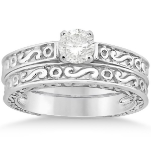 Hand-carved Infinity Filigree Solitaire Bridal Set in Palladium - All