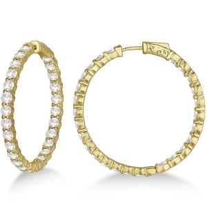 Prong-set Large Diamond Hoop Earrings 14k Yellow Gold 8.01ct - All