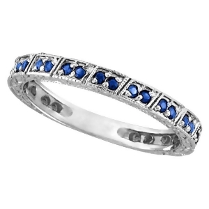Blue Sapphire Stackable Anniversary Band in 14k White Gold - All