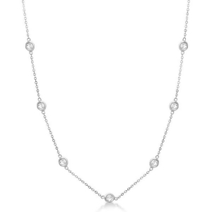 Diamond Station Necklace Bezel-Set 14K White Gold 0.25ct - All