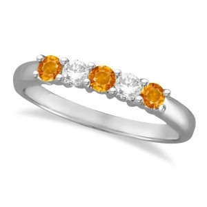 Five Stone Diamond and Citrine Ring 14k White Gold 0.67ctw - All