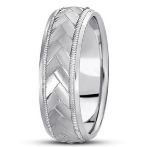 Braided Men's Wedding Ring Diamond Cut Band in Palladium 7 mm - All