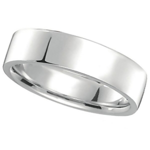 14K White Gold Wedding Band Plain Ring Flat Comfort-Fit 5 mm - All