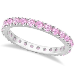 Pink Sapphire Eternity Ring Stackable Band 14k White Gold 0.73ct - All