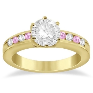 Channel Diamond and Pink Sapphire Engagement Ring 14K Y Gold 0.40ct - All
