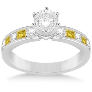 Princess White and Yellow Diamond Engagement Ring in Platinum 0.50ct - All
