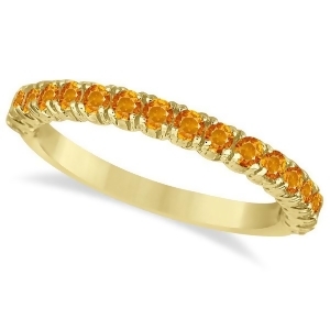 Half-eternity Pave-Set Citrine Stacking Ring 14k Yellow Gold 0.95ct - All
