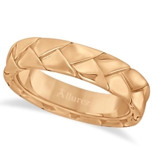 Men's High Polish Braided Handwoven Wedding Ring 18k Rose Gold 7mm - All