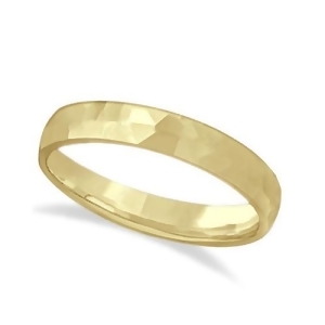 Carved Hammered Finish Wedding Ring Band 18k Yellow Gold 3mm - All