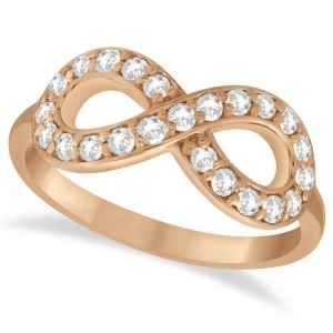 Twisted Diamond Infinity Ring Pave Set in 14k Rose Gold 0.50ct - All