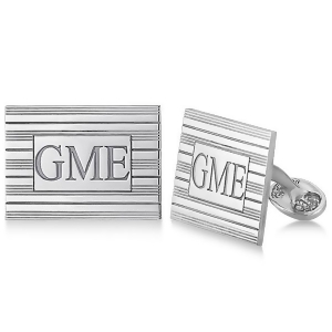 Custom Square Monogram Initial Cuff Links in Sterling Silver - All