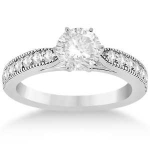 Cathedral Antique Style Engagement Ring 18k White Gold 0.28ct - All