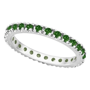 Emerald Eternity Stackable Ring Band 14K White Gold 0.75ct - All