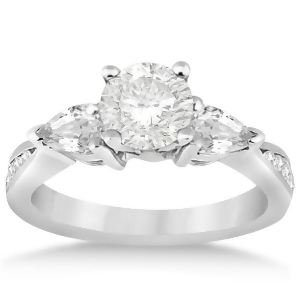 Three Stone Pear Cut Diamond Engagement Ring Palladium 0.51ct - All