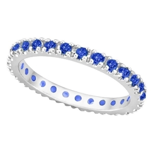 Blue Sapphire Eternity Stackable Band Wedding Ring Palladium 0.50ct - All