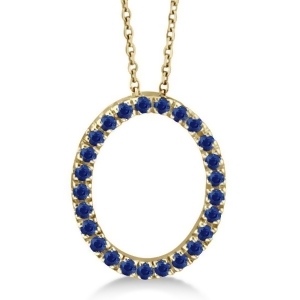Blue Sapphire Oval Pendant Necklace w/ Chain 14k Yellow Gold 0.25ct - All