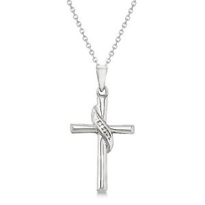 Gold Cross Necklace for Men/Ladies 14K White Gold Beveled Cross - All