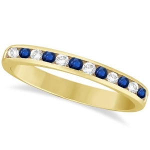 Channel-set Blue Sapphire and Diamond Ring 14k Yellow Gold 0.40ct - All