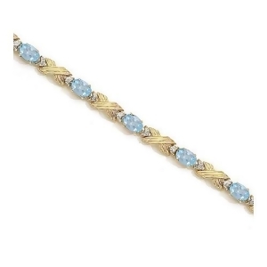 Aquamarine and Diamond Xoxo Link Bracelet 14k Yellow Gold 6.65ct - All