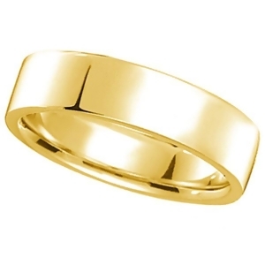 14K Yellow Gold Plain Wedding Band Flat Comfort-Fit Plain Ring 5 mm - All