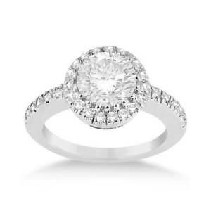 Pave Halo Diamond Engagement Ring Setting Platinum 0.35ct - All