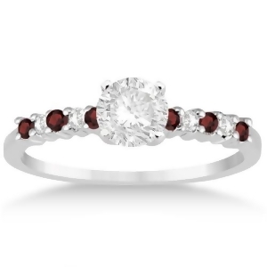 Petite Diamond and Garnet Engagement Ring Platinum 0.15ct - All